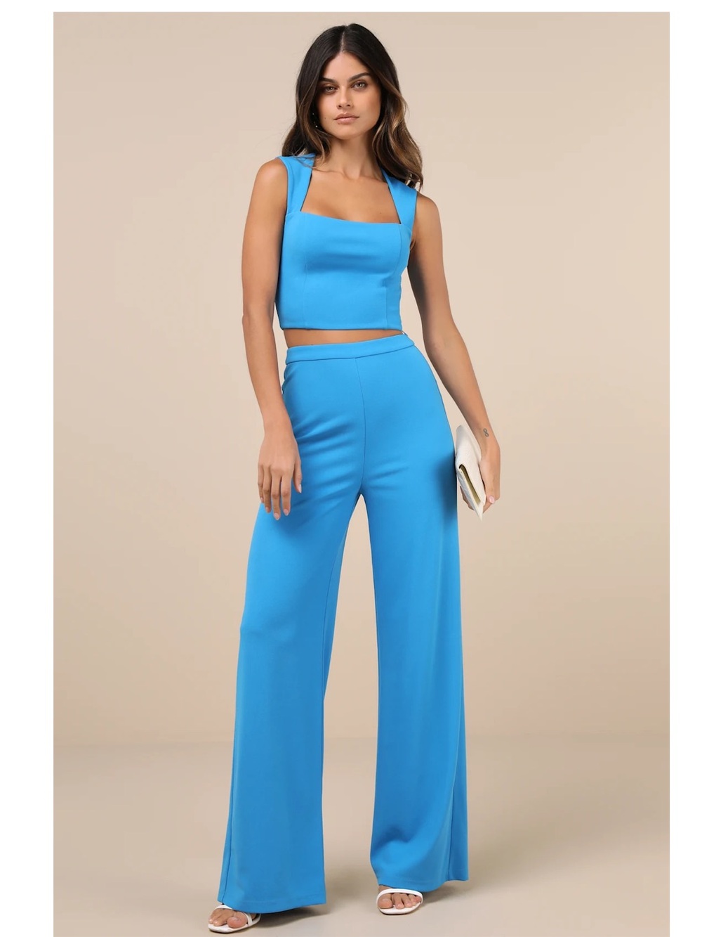 Lulus Enticing Endeavor Bright Blue Wide-Leg Two-Piece Jumpsuit Event NWT Large